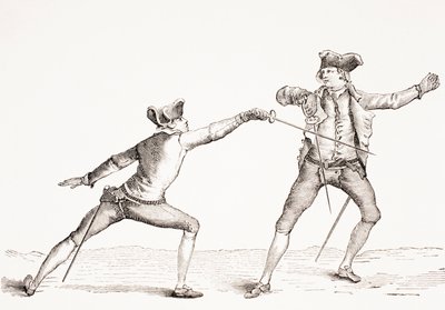 Un espadachín para un golpe de su oponente, de 